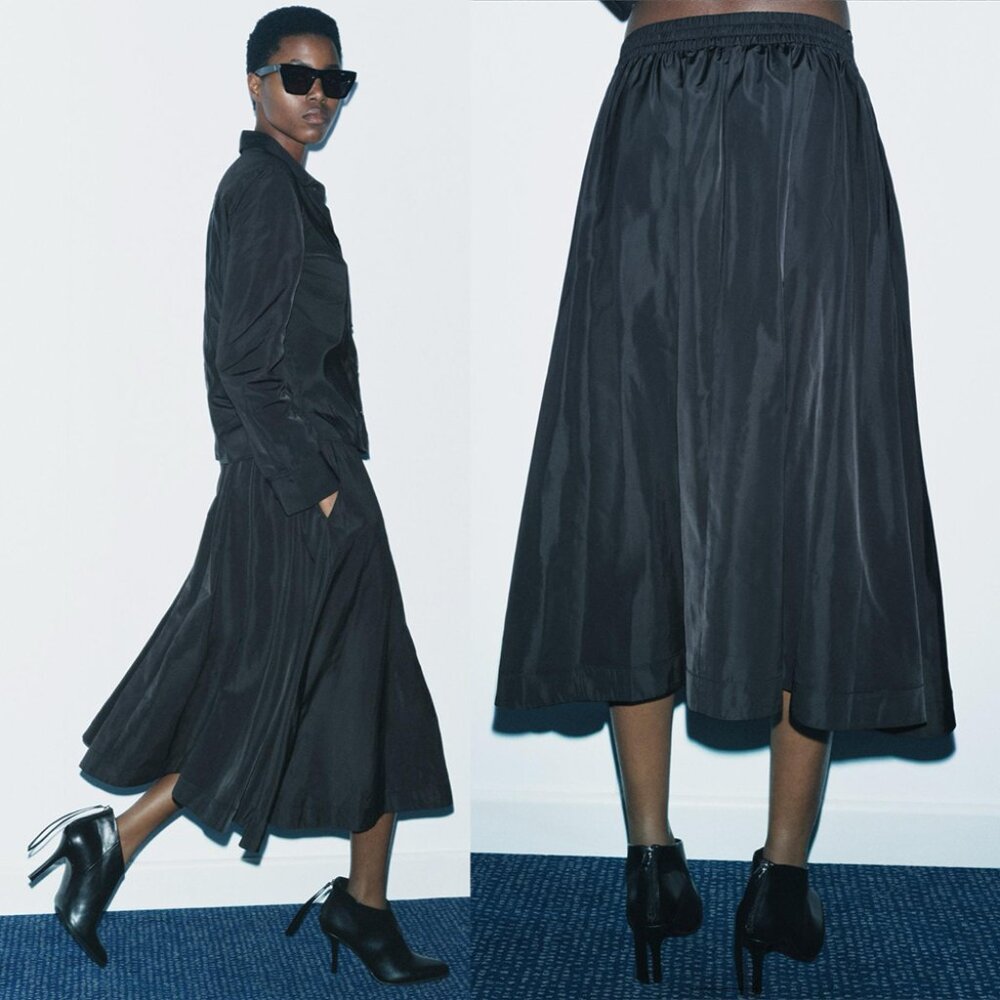 NEW ZARA midi black skirt 2731 size M/L - Picture 3 of 3